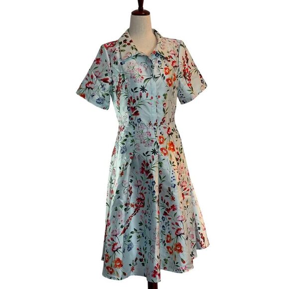 NWOT HAODUOYI Dress Retro Style Floral Print Side Zipper Unlined - Picture 1 of 6